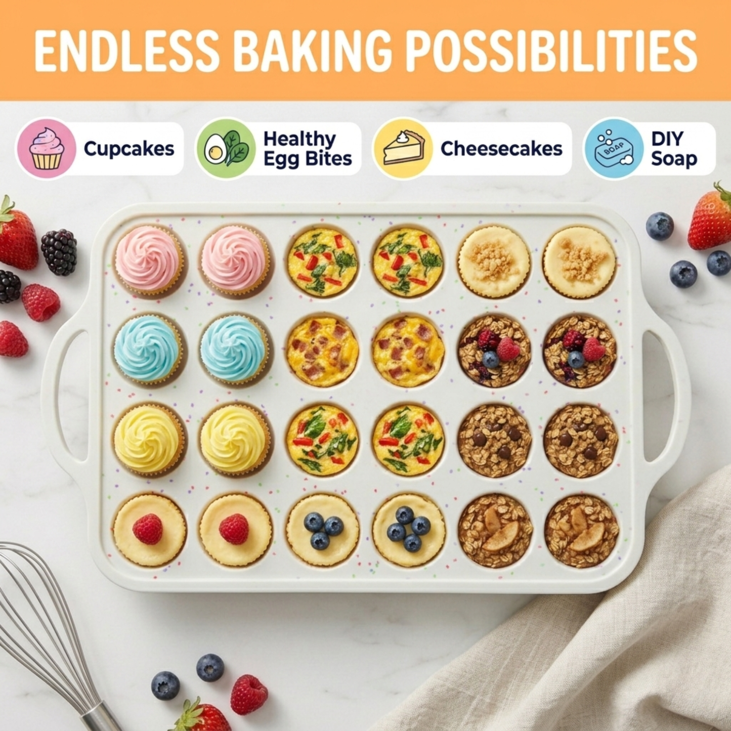 2-Pack Mini Muffin Pan (24-Cup) - Cream