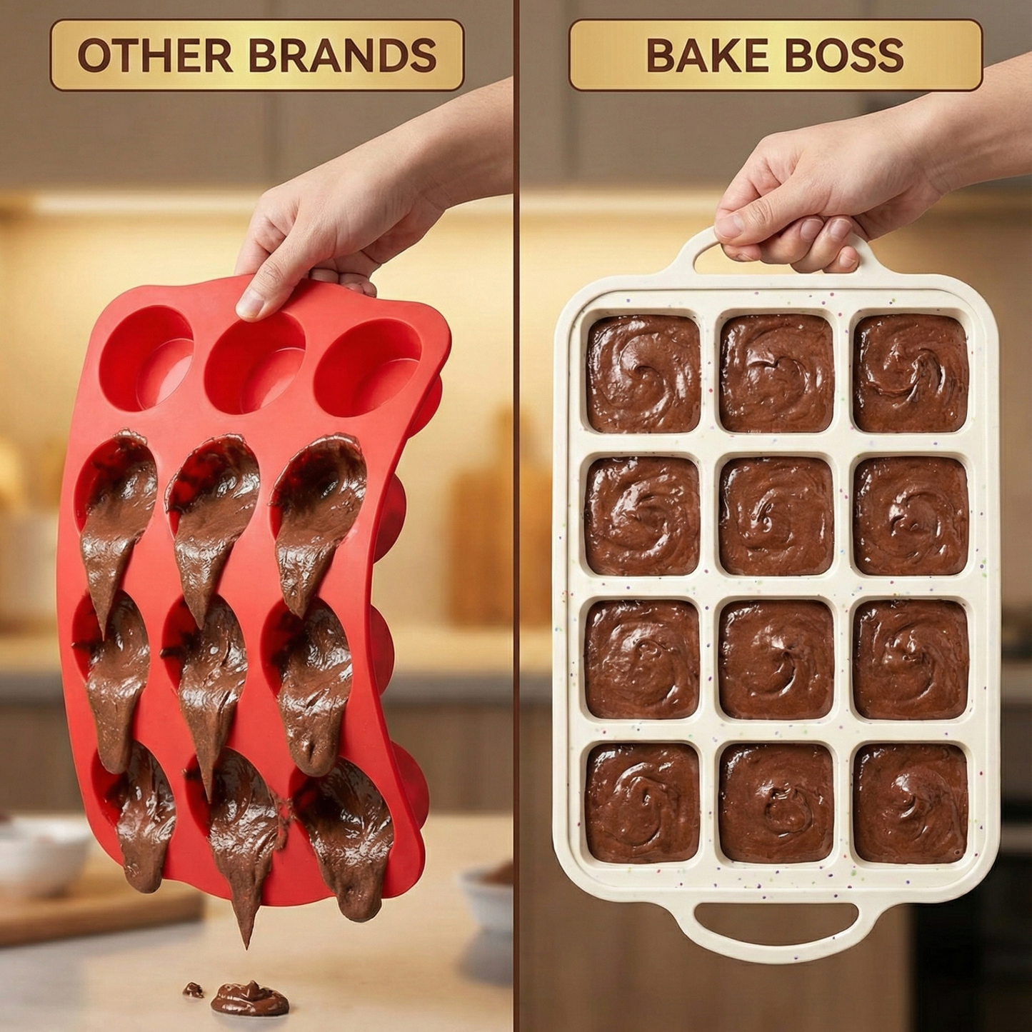 2-Pack Brownie Pans with Dividers - Cream