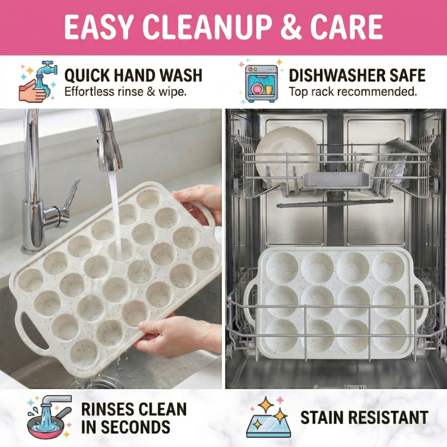 2-Pack Muffin Pan Set (Regular 12-Cup + Mini 24-Cup) - Cream