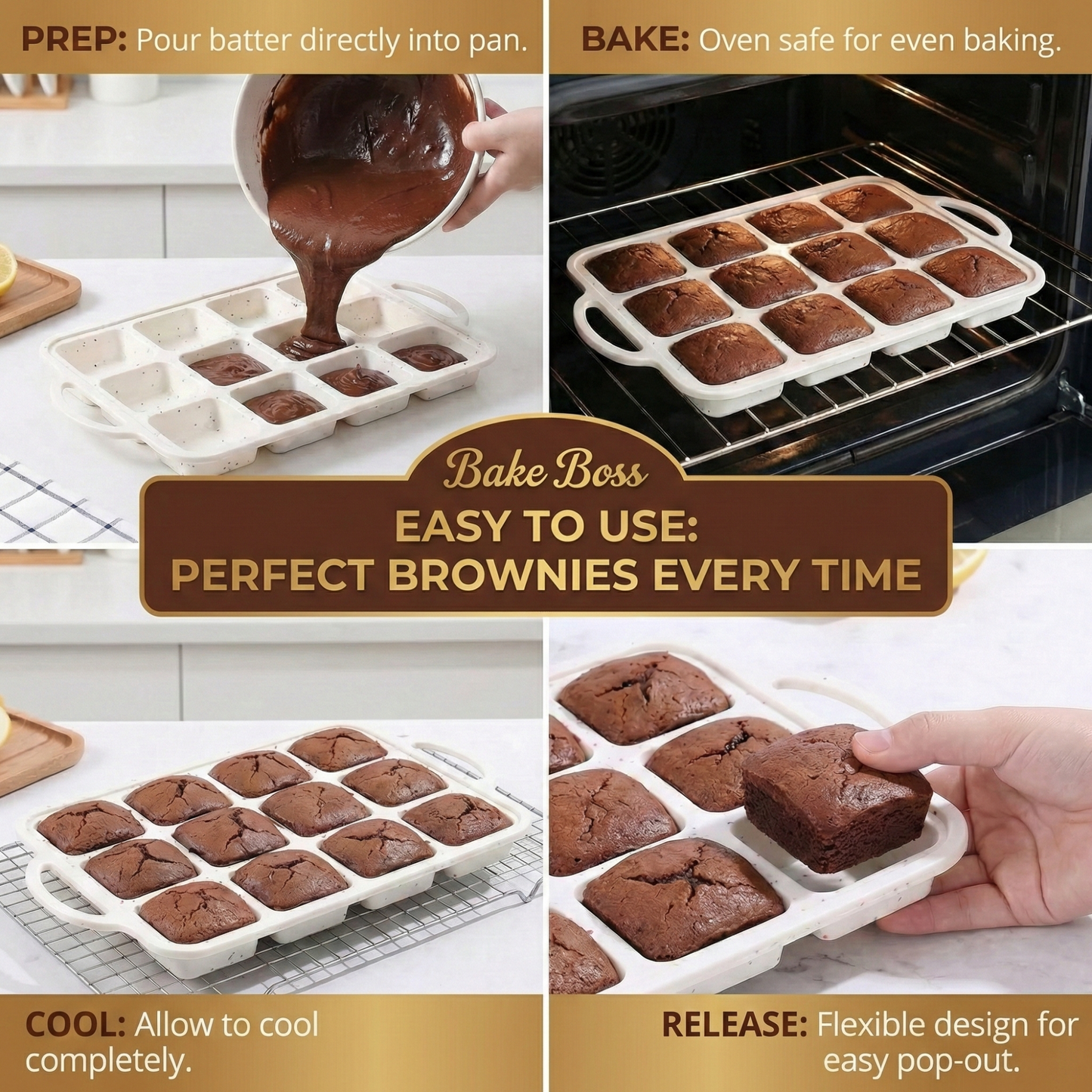 2-Pack Brownie Pans with Dividers - Cream