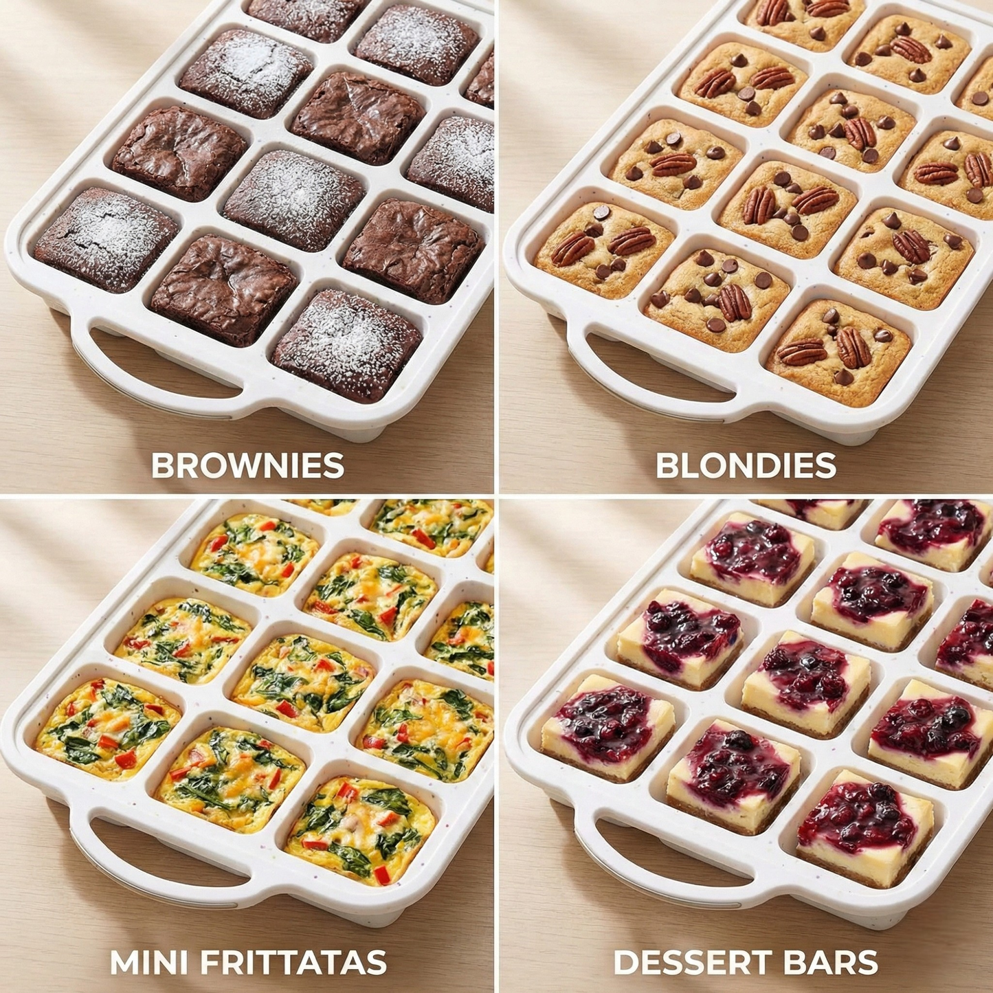 2-Pack Brownie Pans with Dividers - Cream