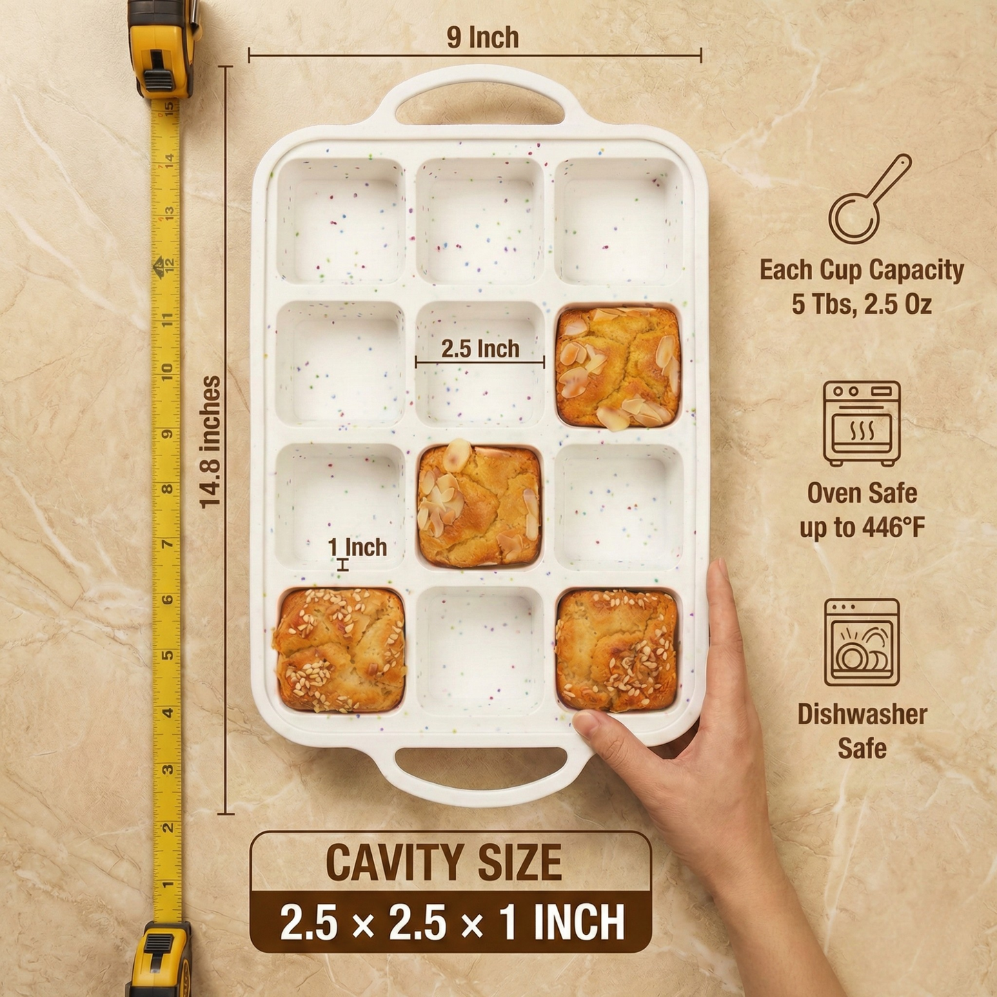 2-Pack Brownie Pans with Dividers - Cream