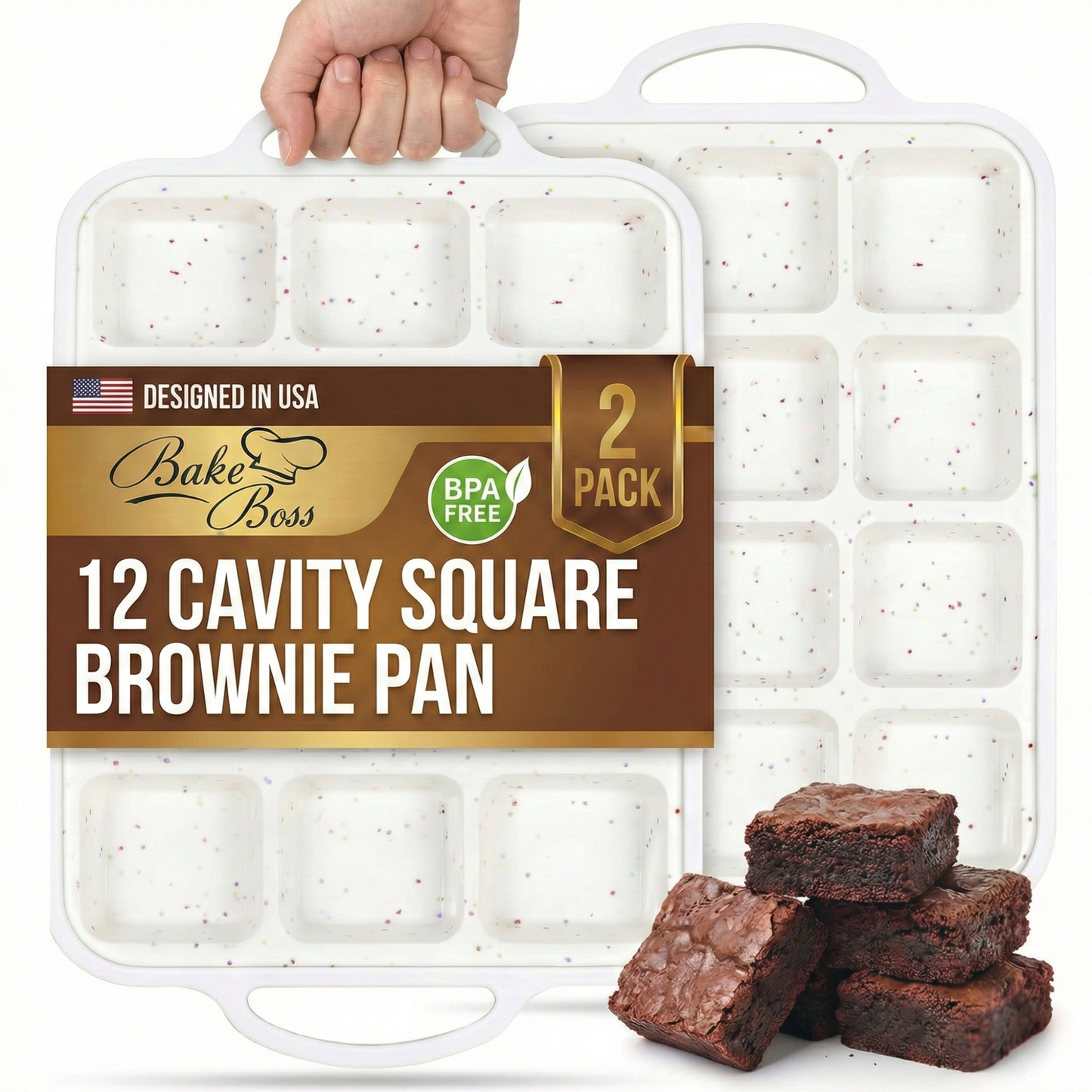 2-Pack Brownie Pans with Dividers - Cream