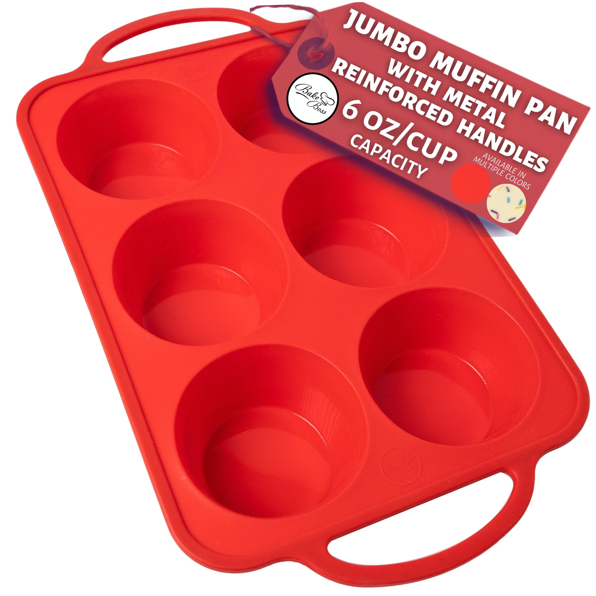 Jumbo Muffin Pan 6 Cup Silicone Texas Muffin Pan, 3.5 Large