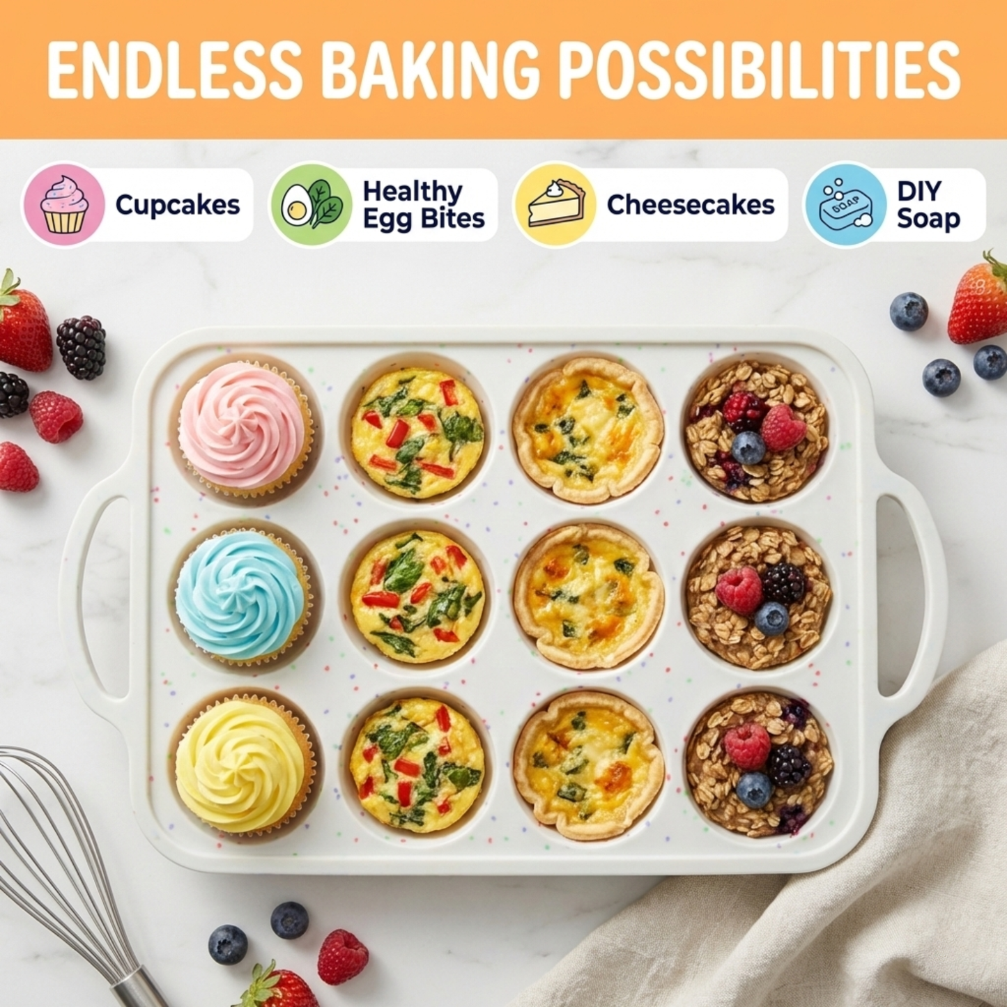 2-Pack Regular Muffin Pan (12-Cup) - Cream