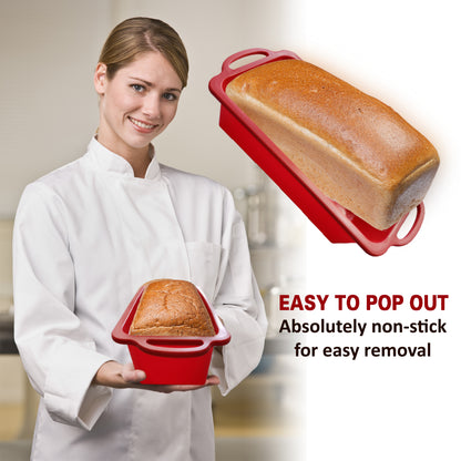 Silicone Bread Loaf & Meatloaf Baking Pan With Metal Reinforced Handle